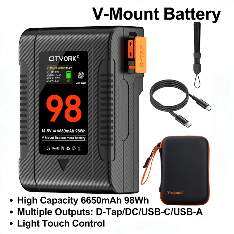 Mini V-Mount Akku V-Lock BP Batterie mit PD-Schnellladung für Sony Camcorder Broadcast-Videoleuchte Blackmagic URSA Mini Pro