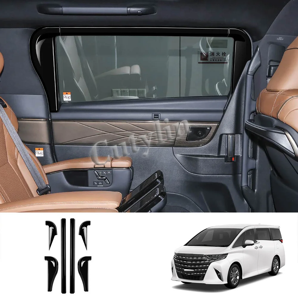 

For Toyota Alphard Vellfire 40 Series 2023-2025 ABS Black Inner Middle Door Window Moulding Decoration Cover Trim Sticker