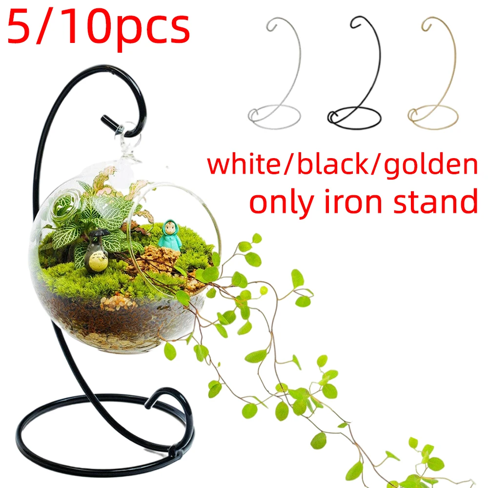 5/10 stücke Hausgarten Metall Kugel Ornament Pack Retro Luft Pflanze Terrarium Landschaft Display Eisen hängen Stand Dekor Halter