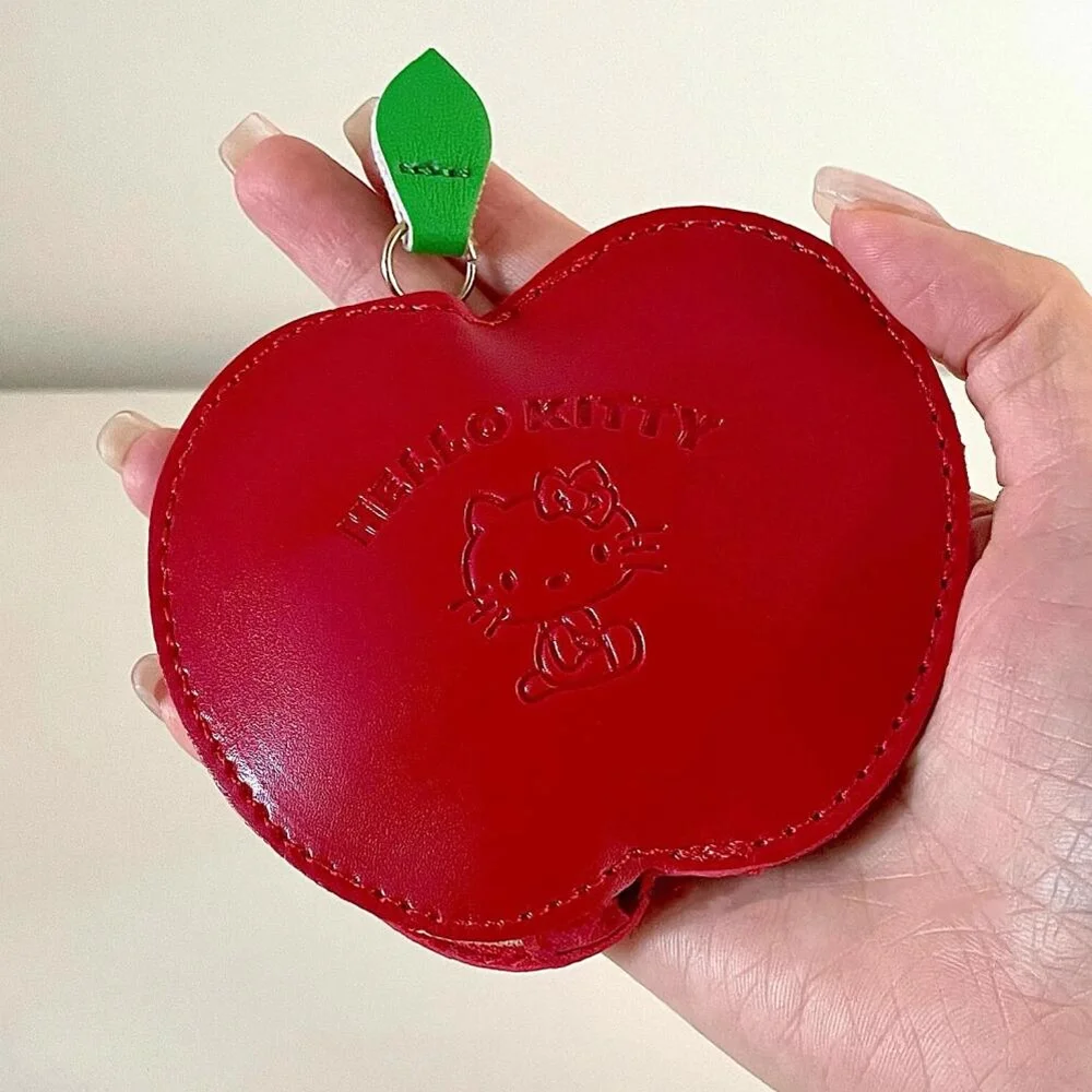 

Kawaii Sanrio Hello Kitty Apple Coin Wallet Mini Key Bag Cute Cartoon Portable Headphone Bag Storage Card Bag Wallet Kid Purses