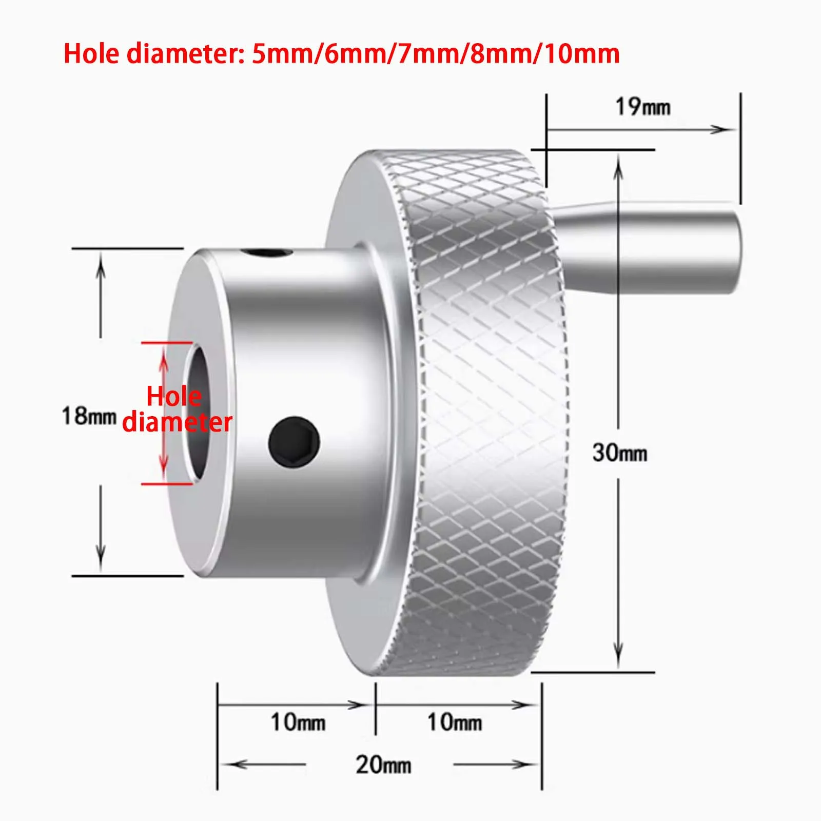 วงล้อมืออลูมิเนียมอัลลอยด์ φ30 มม. พร้อมข้อเหวี่ยง ลูกบิดลายนูนสกรูด้านบนเครื่องเลื่อนวงล้อมือแบบเคลื่อนย้ายได้