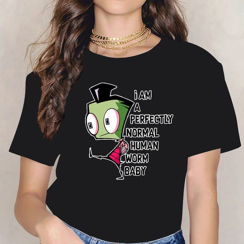 Cute Cartoon Invader Zim Gir Graphic Tshirt Image Plus Size T Shirt Retro Tee Fashion Streetwear Tops