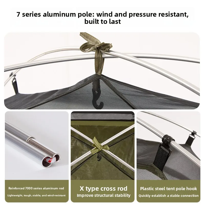 Hiking Mountaineering Trekking Camping Tent Double-Layer Waterproof Three Seasons Lightweight Aluminum Pole Overnight Use view 2