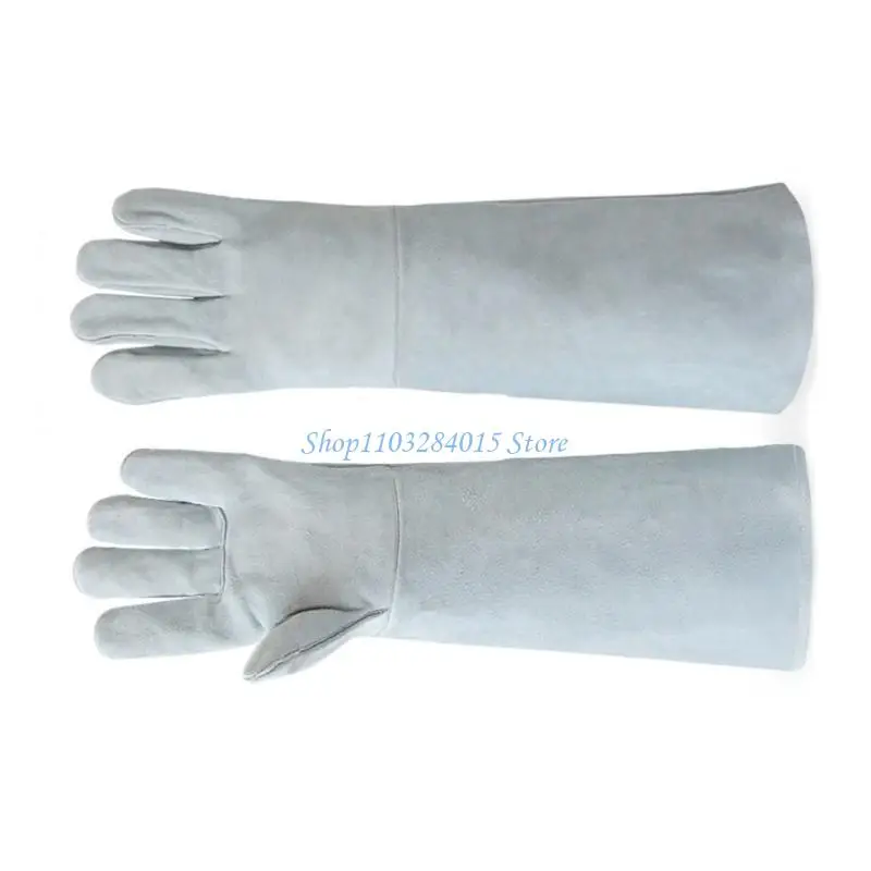 R6FF Professional Long Leather Gardening Gloves with Plush Inner for Welding Pruning