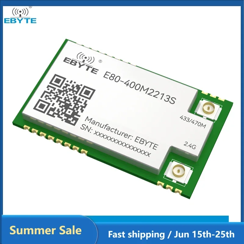 

LR1121 LoRa Wireless Module Dual-Band Sub-G 433/868/915/2.4G SMD TCXO EBYTE E80-400M/900M2213S IPEX Stamp Hole SPI RF Module