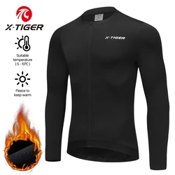 X-TIGER Men's Winter Warm Cycling Jacket Wool Sports MTB Bike Shirt Ciclismo Long Sleeve Cycling Jersey