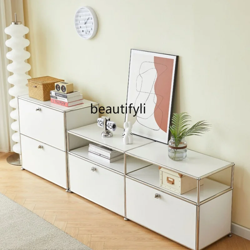 

zq Module Assembled Cabinet Stainless Steel TV Cabinet Living Room Floor Cabinet Chest of Drawers Storage Side Cabinet