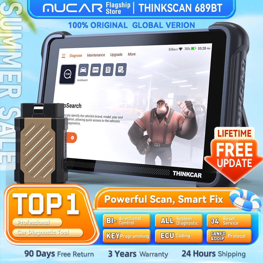

THINKCAR THINKSCAN 689BT IMMO TPMS Programming Automotive Diagnostic Tool Active Test ECU Coding CANFD DOIP 34Reset Obd2 Scanner