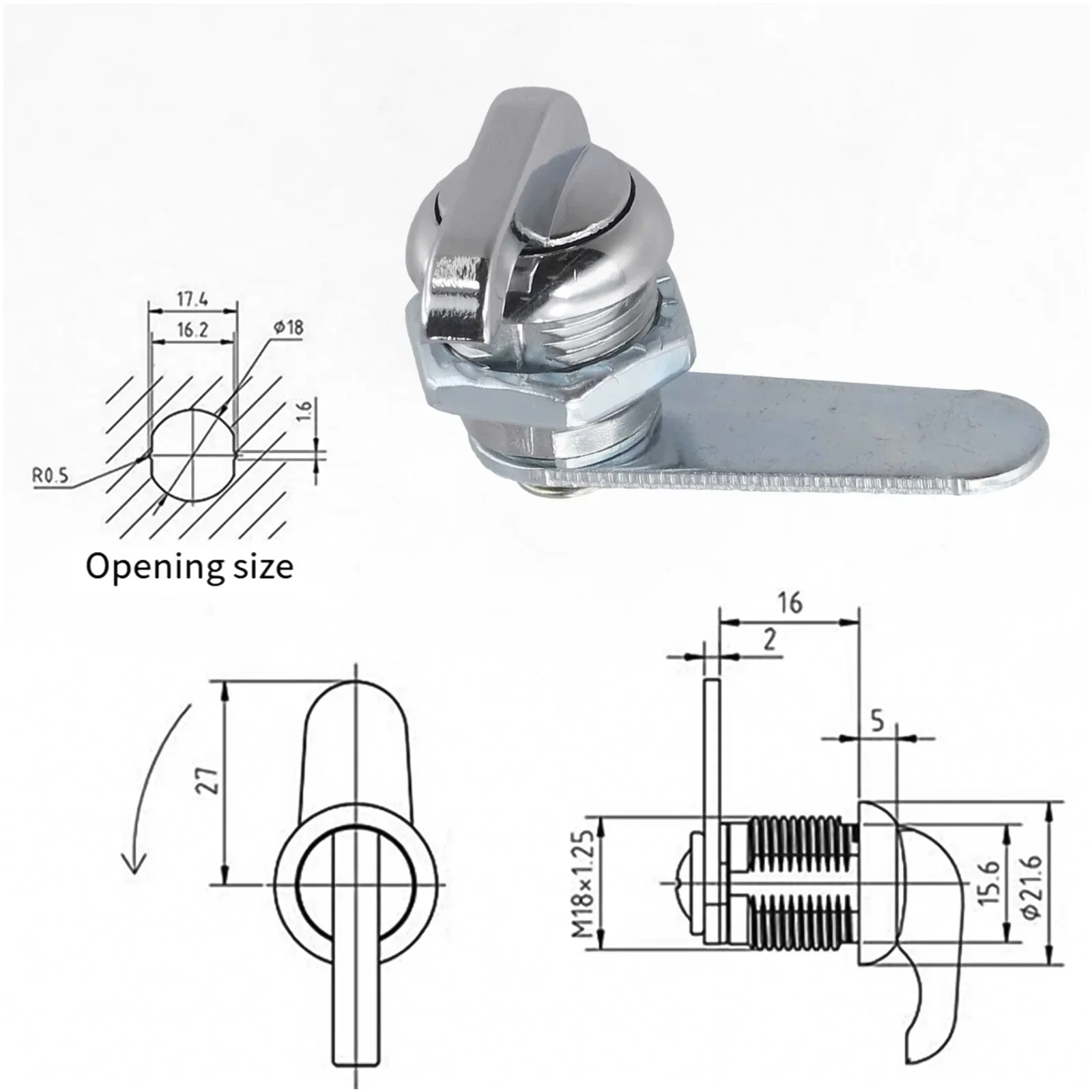 Keyless Rotary Cylinder Cam Lock For Distribution Boxes Suitable For Lockers Yachts Cars Furniture Tool Boxes And Safes