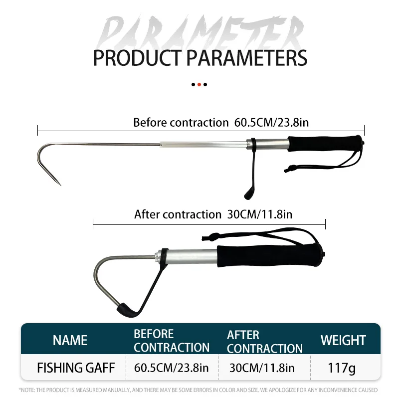 Fishing Tools 60cm Telescopic Gaff Stainless Steel Sea Spear Hook Ice Gaff Fishing Hook Tackle
