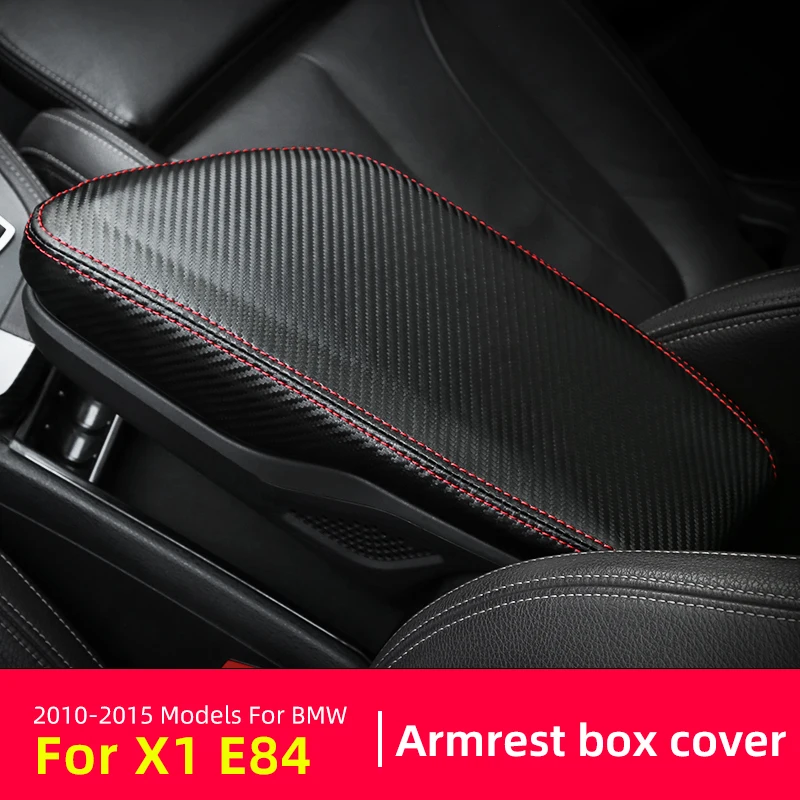 

For BMW X1 E84 2011 2012 2013 2014 2015 Carbon fiber patterned central control armrest box protective cover Car accessories
