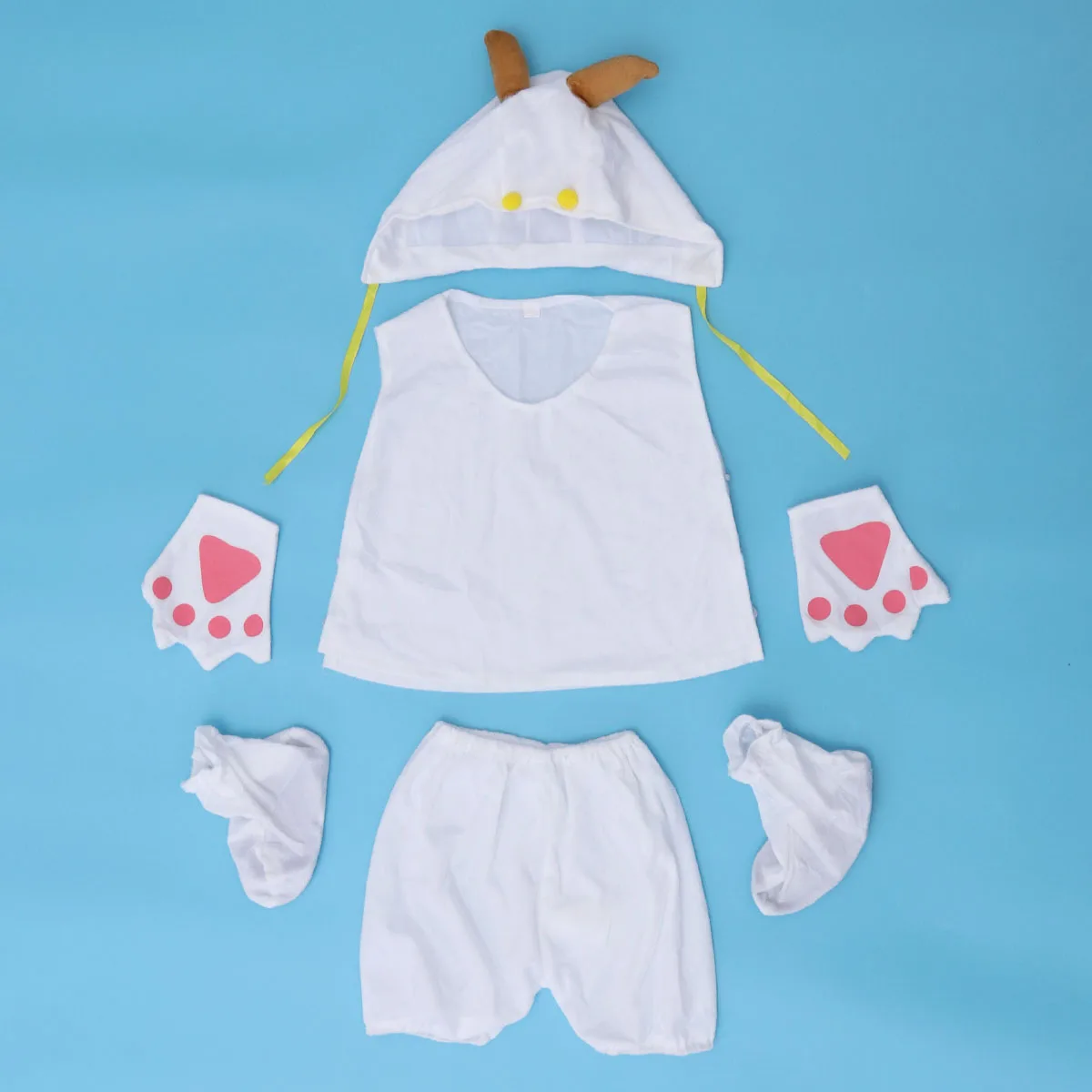 

Children performance Costume Five Pieces Suits Baby Kids Party Cosplay Lovely Animal Goat Costume Size L (White)