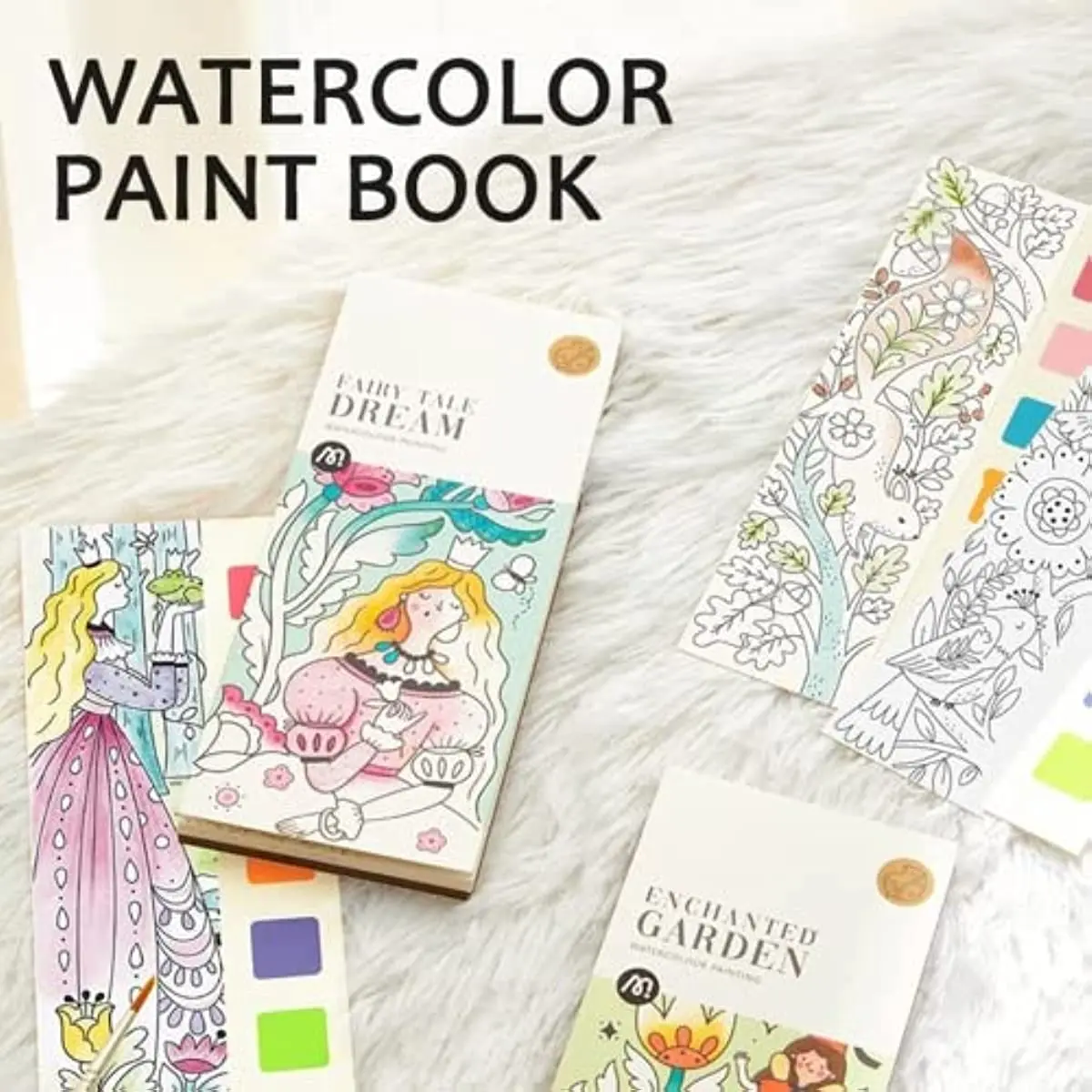 Kids Graffiti Picture Book Watercolor Draw Books with Brush Solid Water Color Painting Notebook Drawing Book for Children Gift