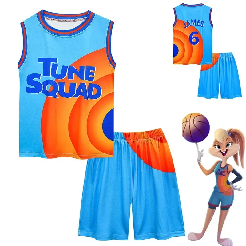 

Space Jam 2 Jersey Kids # 1 # 6 Cosplay Tune Squad Basket Shirt Vest Shorts Summer New 2022 Basketball Uniform Sports Suit