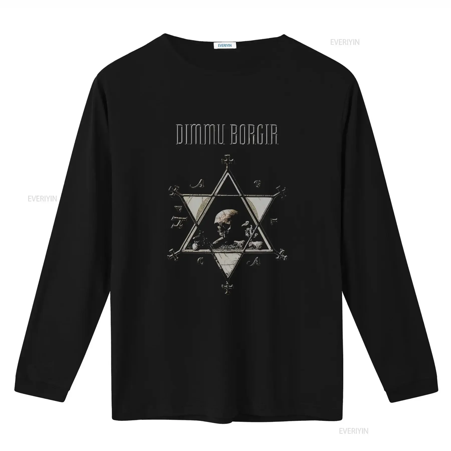DIMMU BORGIR 'Puritanical' Gothic Skull Star Pentagram Design T Shirt for Rock Band Fans vintage Washed Stylish Unisex