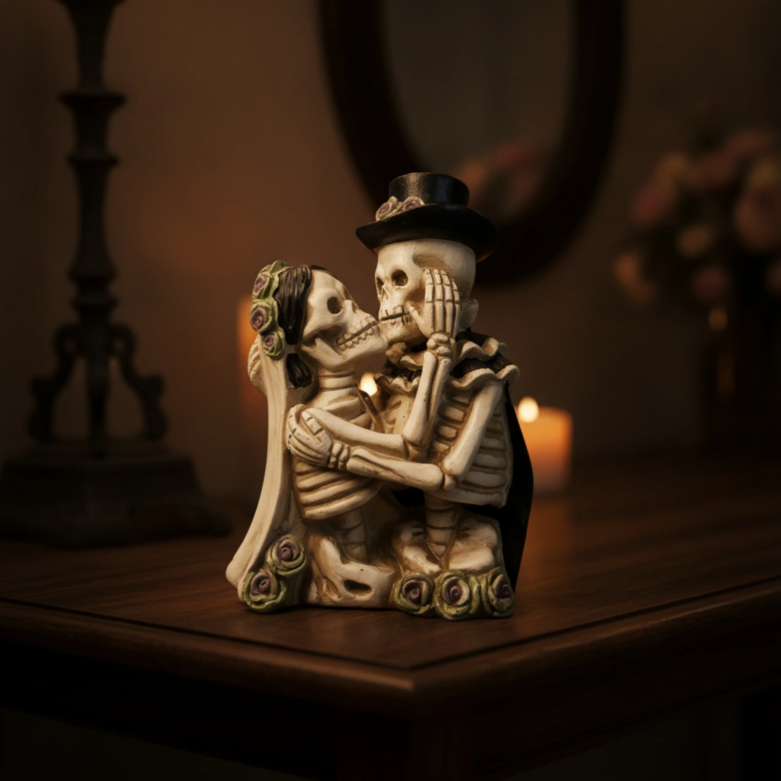 Skeleton Figurine Decorative Skeleton Decor Ornament Sculpted Statue Indoor for Goths, Mantel, Office Desk