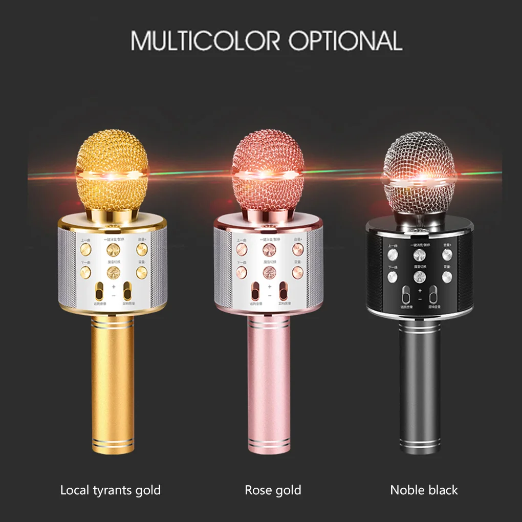 Wireless Bluetooth Speaker Home Mic Microphone Flash LED Light Handheld Microphone Mobile Phone Music Player