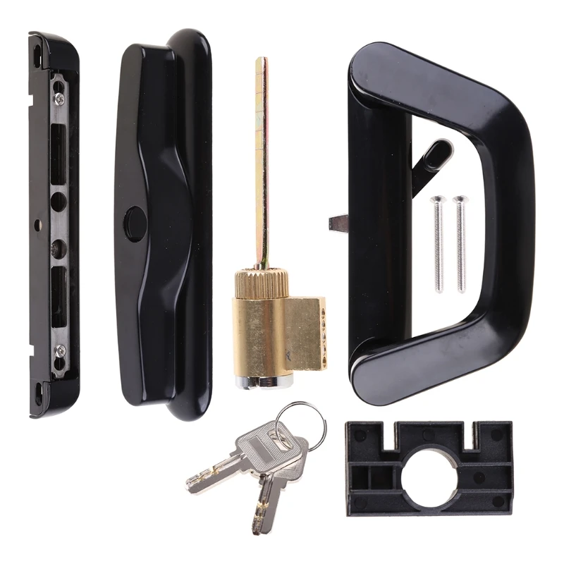 Balcony Glass Door Handle Lock Single Side with for Key Zinc Alloy Sliding Door Dropship