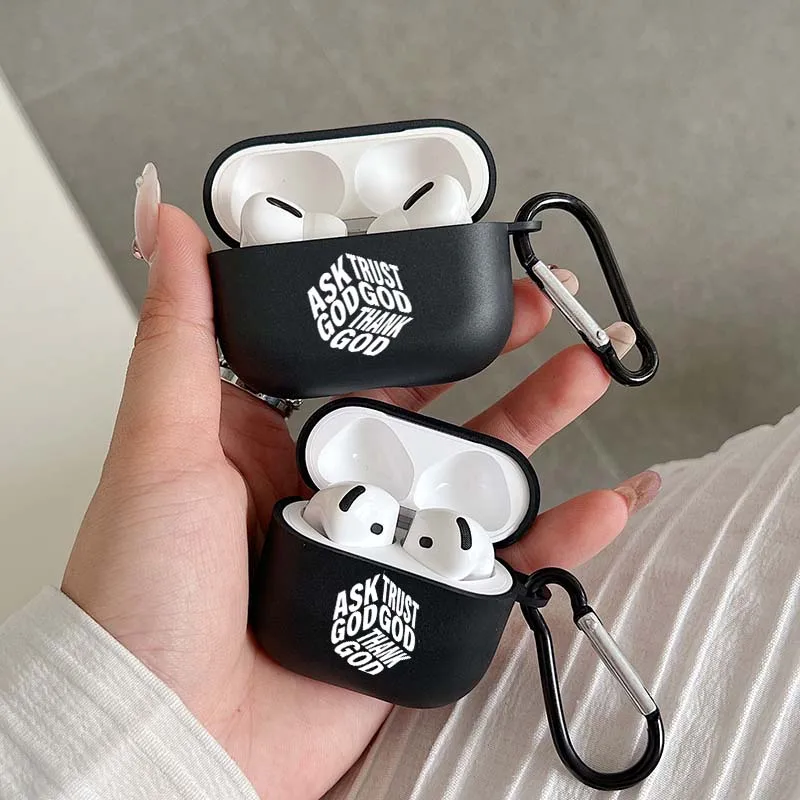 Casing Kutipan Religius Yesus Kristen untuk AirPods 1/2 3 4 Pro 2 dan Casing Pro Earphone Sampul Hitam Hadiah Kristen untuk Wanita Pria