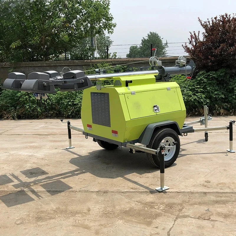 5-9m Liftable Mobile Light Tower with High Lumen LED System for Construction Sites and Emergency Lighting Tasks