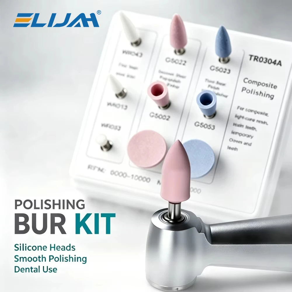 ELIJAH 135℃ Autoclavable Dental Silicone Grinding Heads Polisher RA 2.35mm Medium Fine For Composite Low Speed Handpiece Tool