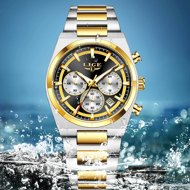LIGE Sport Quartz Wristwatches For Men Fashion Military Waterproof Watch Men Top Brand Luxury Luminous Chronograph Reloj Hombre