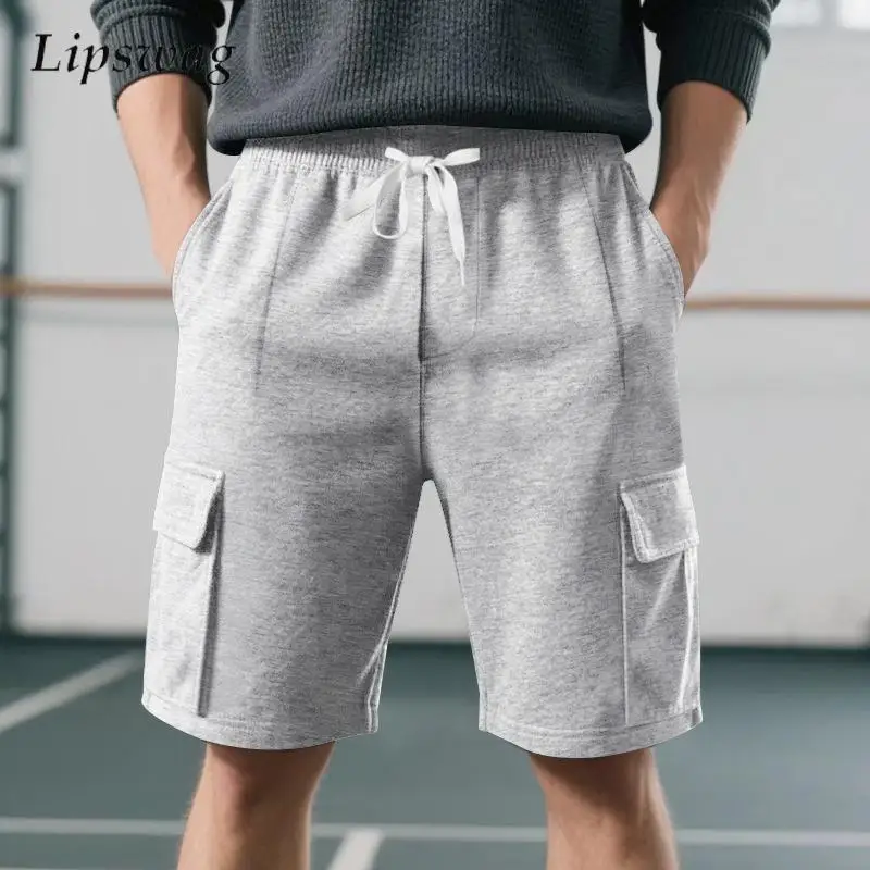 

Уличные повседневные шорты-карго с несколькими карманами, мужские летние модные однотонные свободные прямые шорты, винтажные мужские шорты, уличная одежда