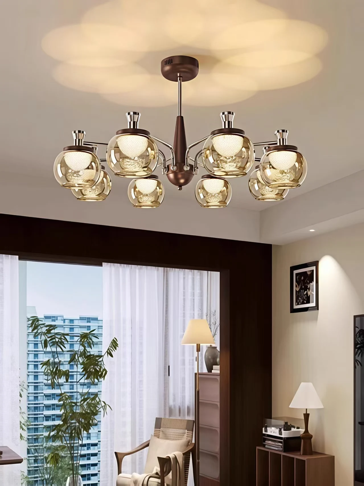 Persimmon, ancient Chinese style, 2026 new model, French crystal, high-end feel, Neo-Chinese style, retro lighting for the entir