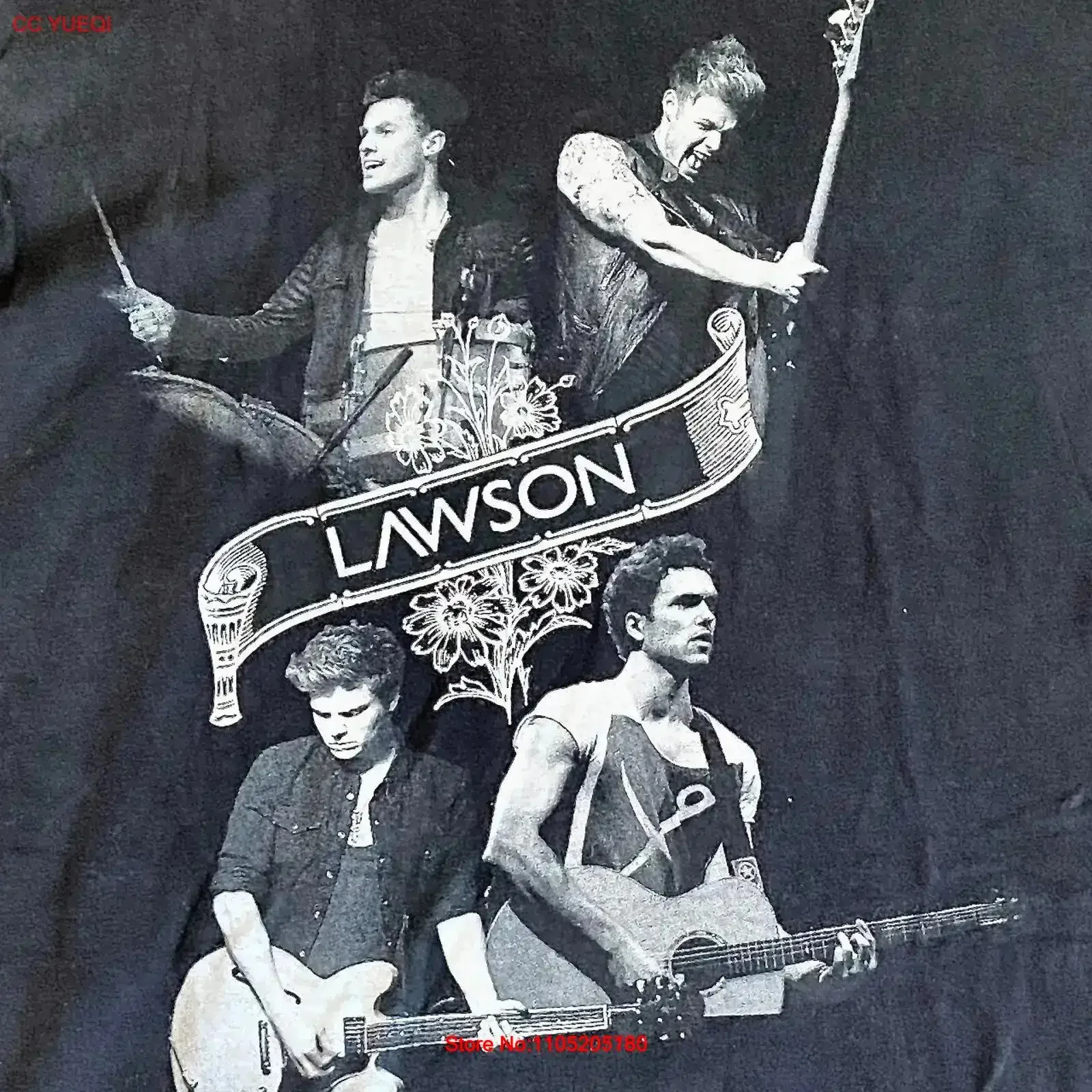 لوسون 2013 جولة المملكة المتحدة البوب روك باند تي شيرت رجالي متوسط خمر الحفل غسلها قمة الموضة لارتداء اليومي لينة خمر غسلها #1