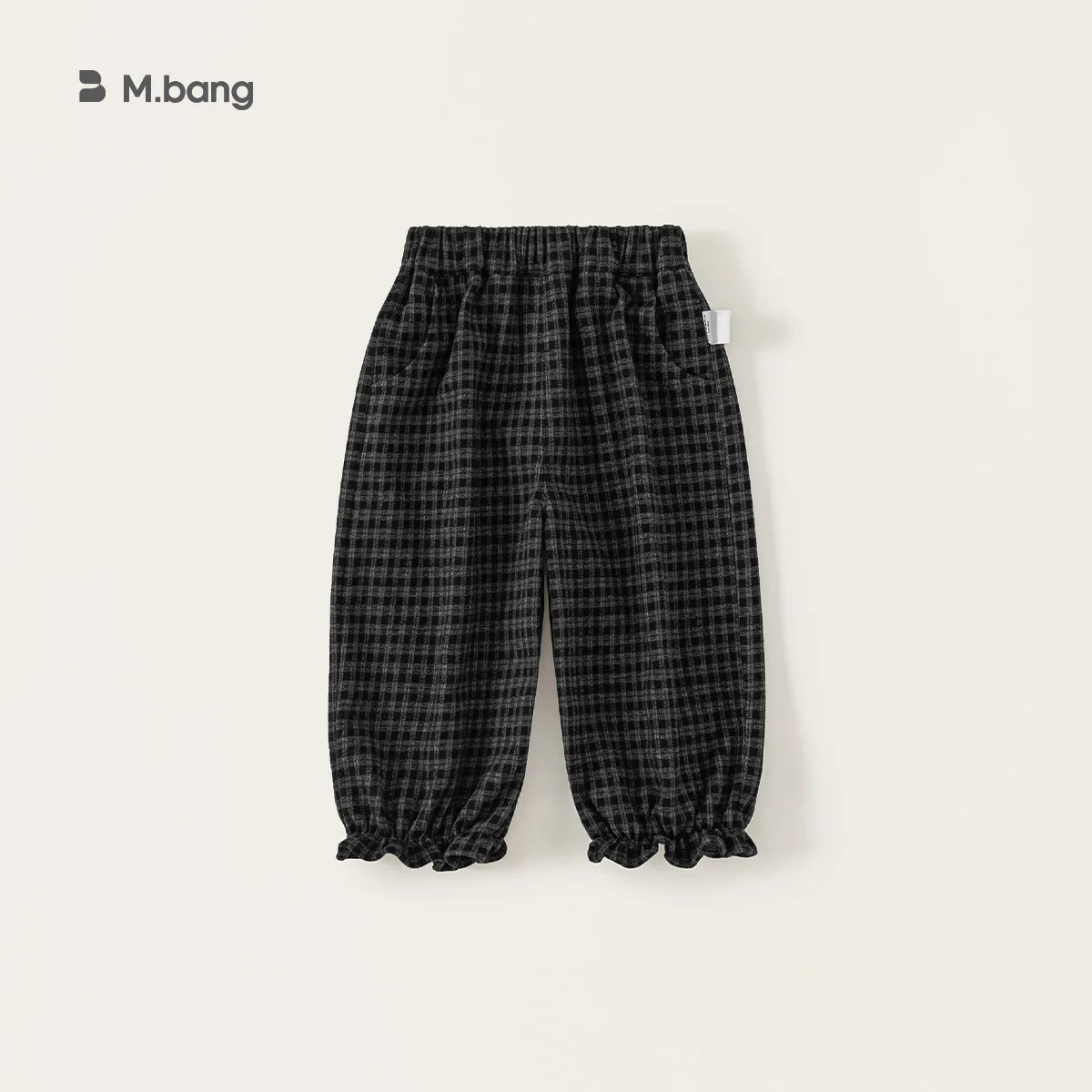 Trousers 2026 Girls Retro Plaid Childrens Leg Binding Pants Loose and Versatile Childrens Flower Bud Pants Daily Casual