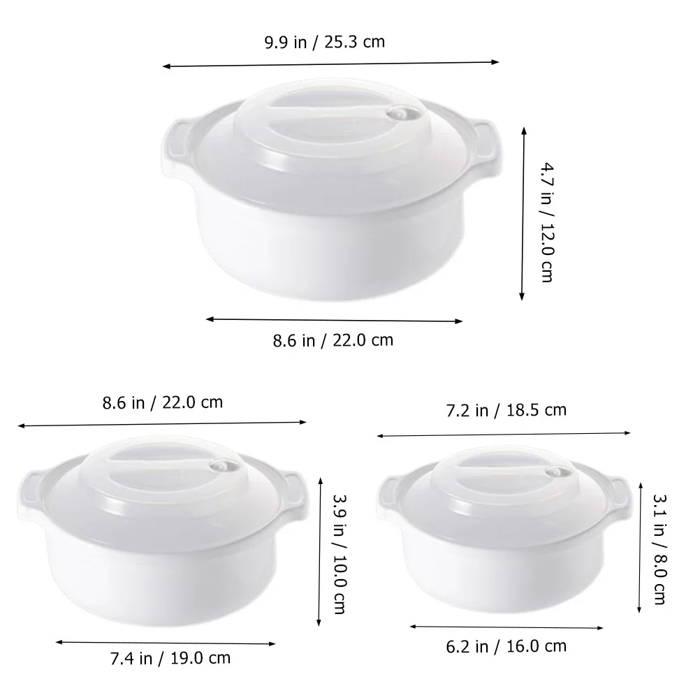

3Pcs Food Preservation Containers Set Microwavable Food Storage Bowls with Handles Refrigerator Meal Box Fresh Keeping