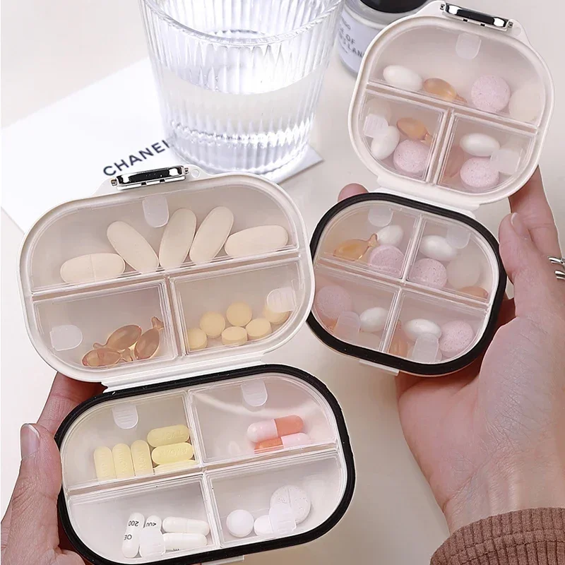 Waterproof 7-Day Pill Organizer Small Mini Portable Medicine Storage Box with Plastic Cutter Weekly Pill Box