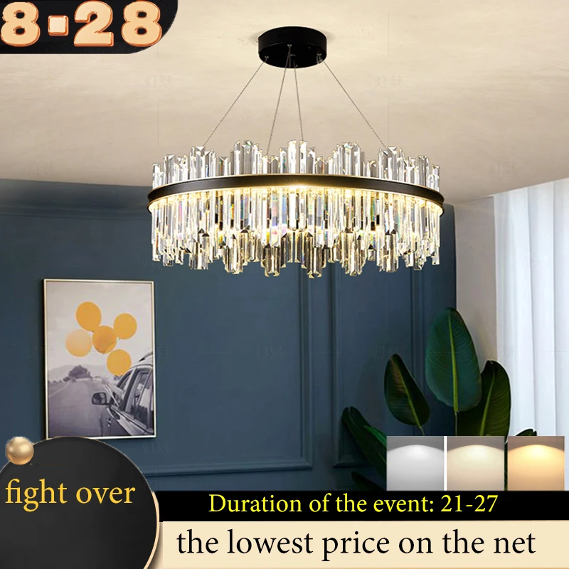 

Scandinavian LED ceiling light living room crystal chandelier bedroom ceiling light dining room crystal lamp hotel villa indoor