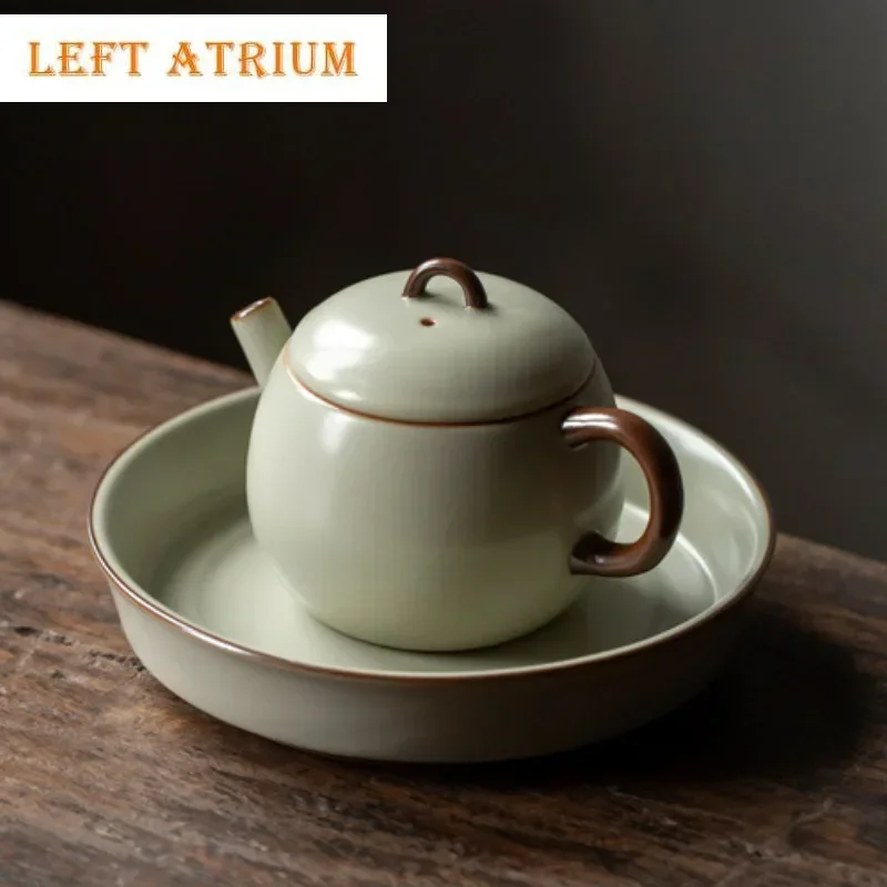 

Bean Yellow Ru Kiln Pot Bearing Holder Teapots Holder Dry Brew Table Tea Tray Coasters Fruit Snack Plate Cha Supplies Craft Gift