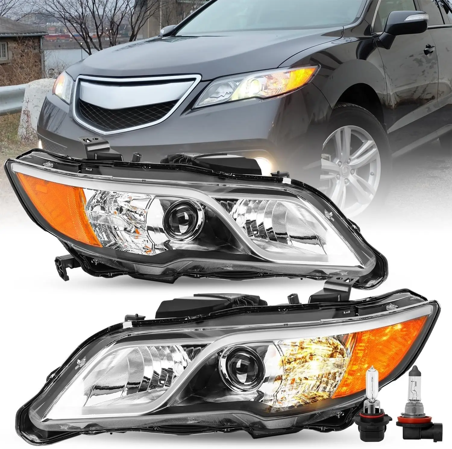 

Для 2013 2014 2015 Acura RDX [заводской галогенный тип] с лампочками OEM-проектор, комплект фар в сборе (L + R)