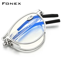 FONEX Anti Blue Blocking Folding Reading Glasses Men Women Presbyopia Hyperopia Diopter Screwless Foldable Eyeglasses LH013