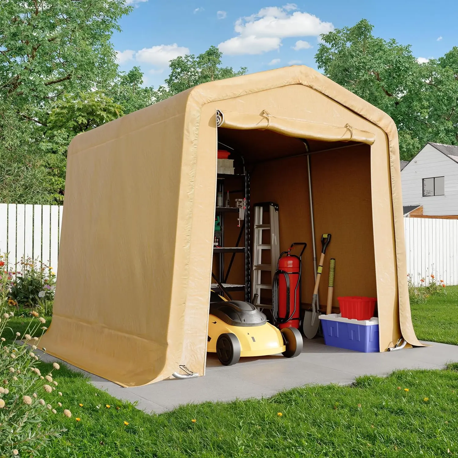 

8x8FT Heavy Duty Outdoor Storage Shelter,Portable Garage Shelter for Garden Tool Motorcycle Bike,All-Steel Metal Frame Storag