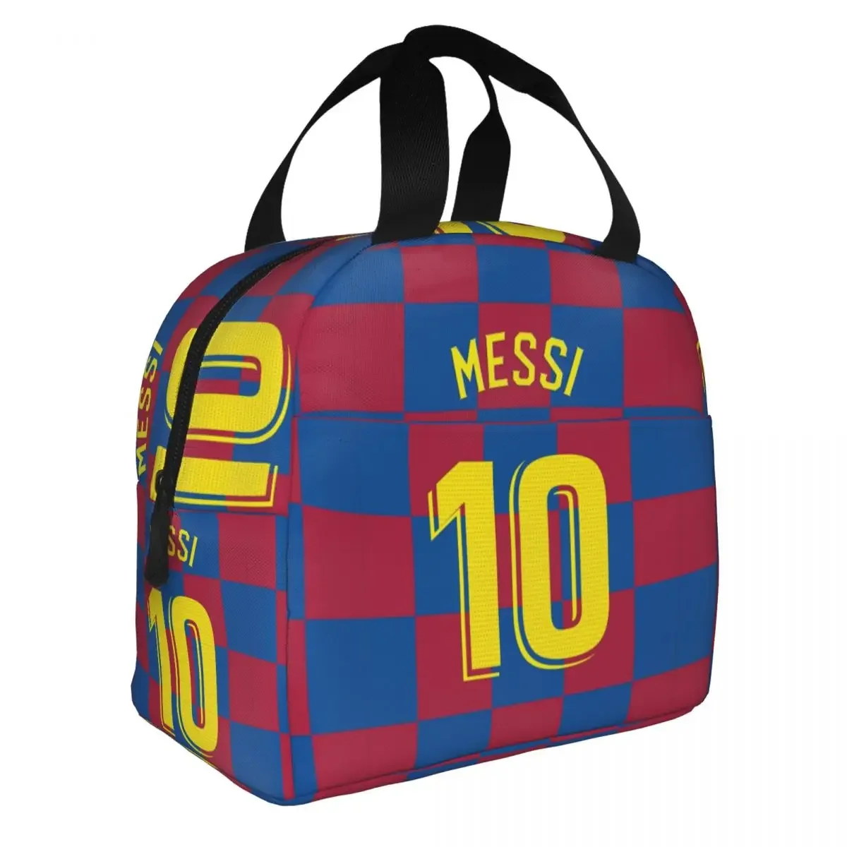 Messis 10 Checker Insulated Lunch Bags Cooler Bag Reusable Argentina Football Leakproof Tote Lunch Box for Men Women Picnic