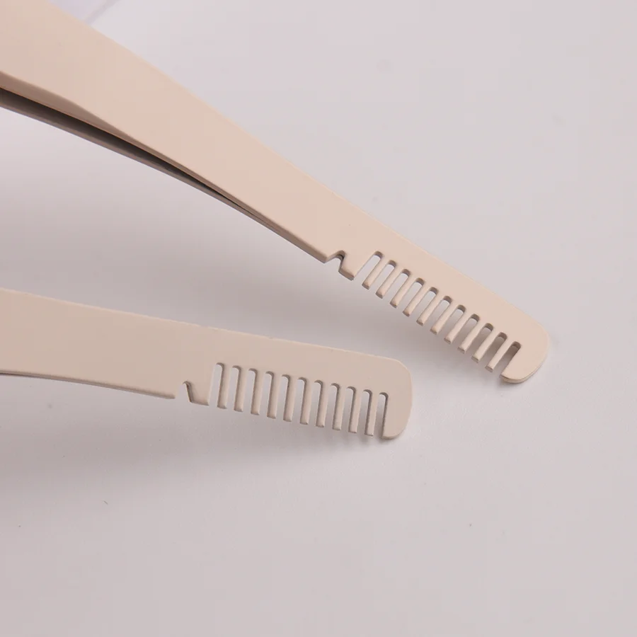 1pc Eyelash Tweezers Stainless Steel Eyelash Extension Tweezers With Comb False Lash Application Tool For Girls Women Beginners