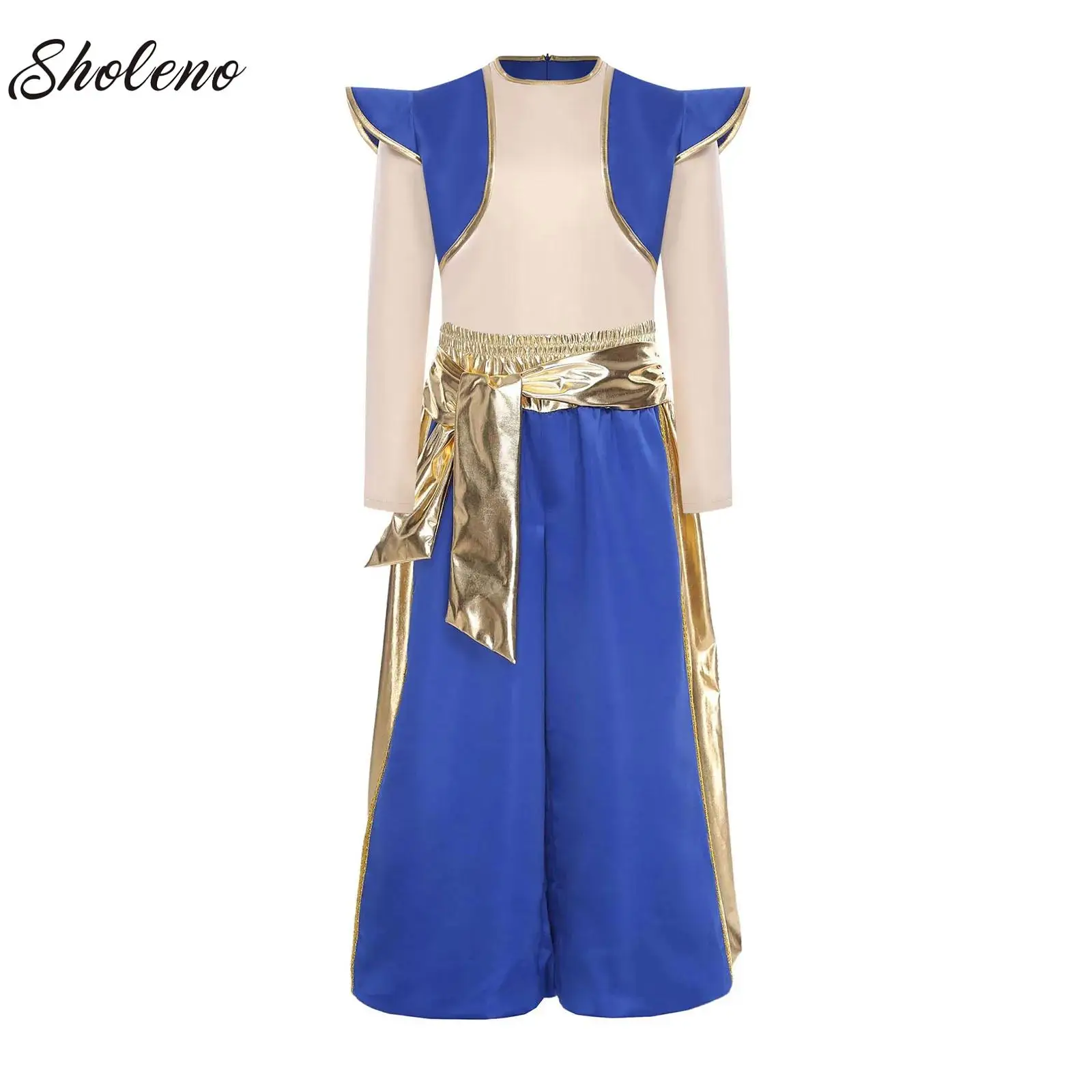 

Fantasy Myth Prince Lamp Elf Costume for Kids Boys Arabian Prince Outfit Halloween Cosplay Movie Themed Party Stage Performance