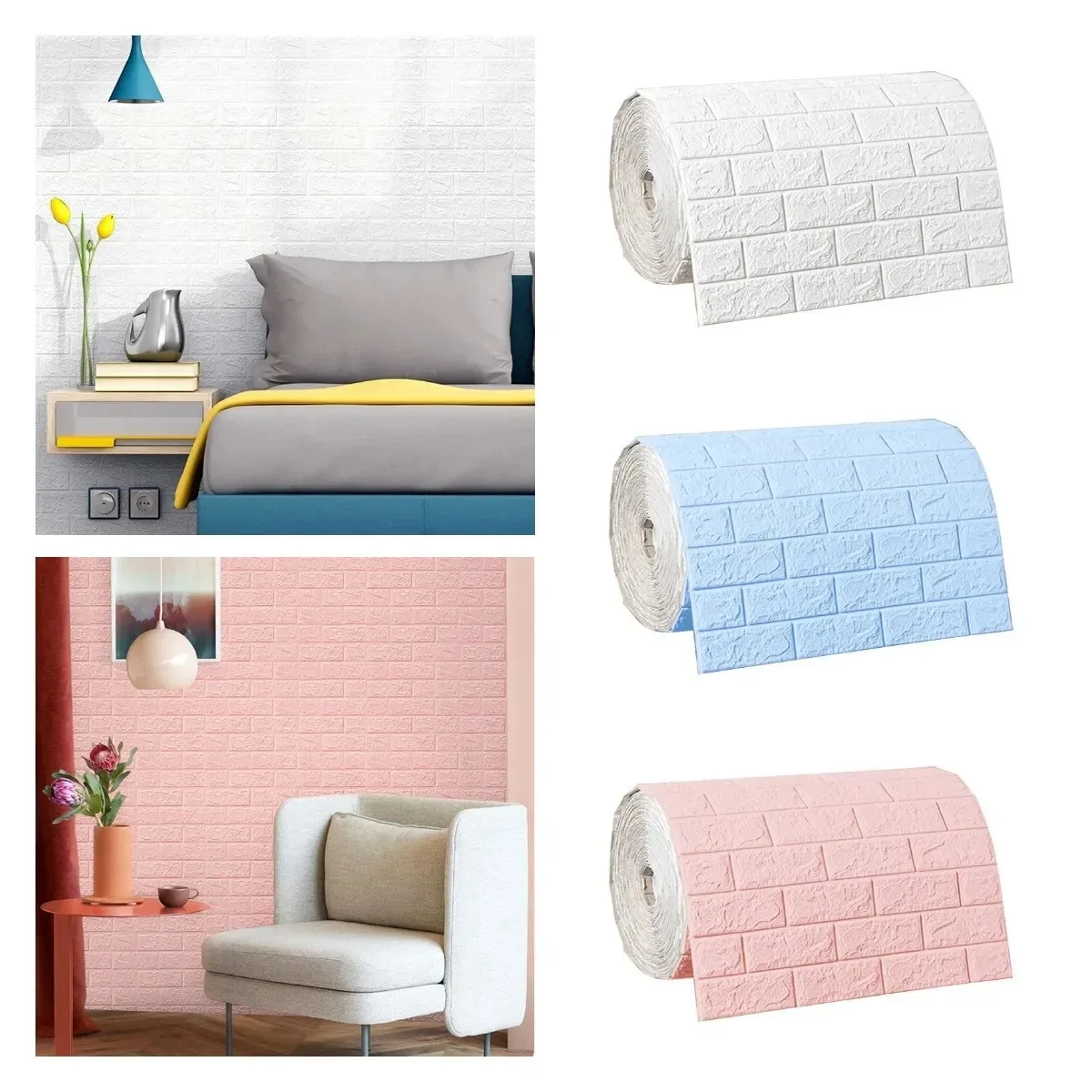 70cmX100cm Wall Sticker Self-Adhesive Wallpaper for Wall Art 3D Brick Pattern Wallaper Waterproof Living Room Bedroom Home Decor