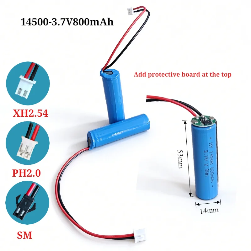 14500 3.7V 800mAh Rechargeable Lithium Battery with Smart Protection Board for Electric Toothbrush & Facial Cleanser