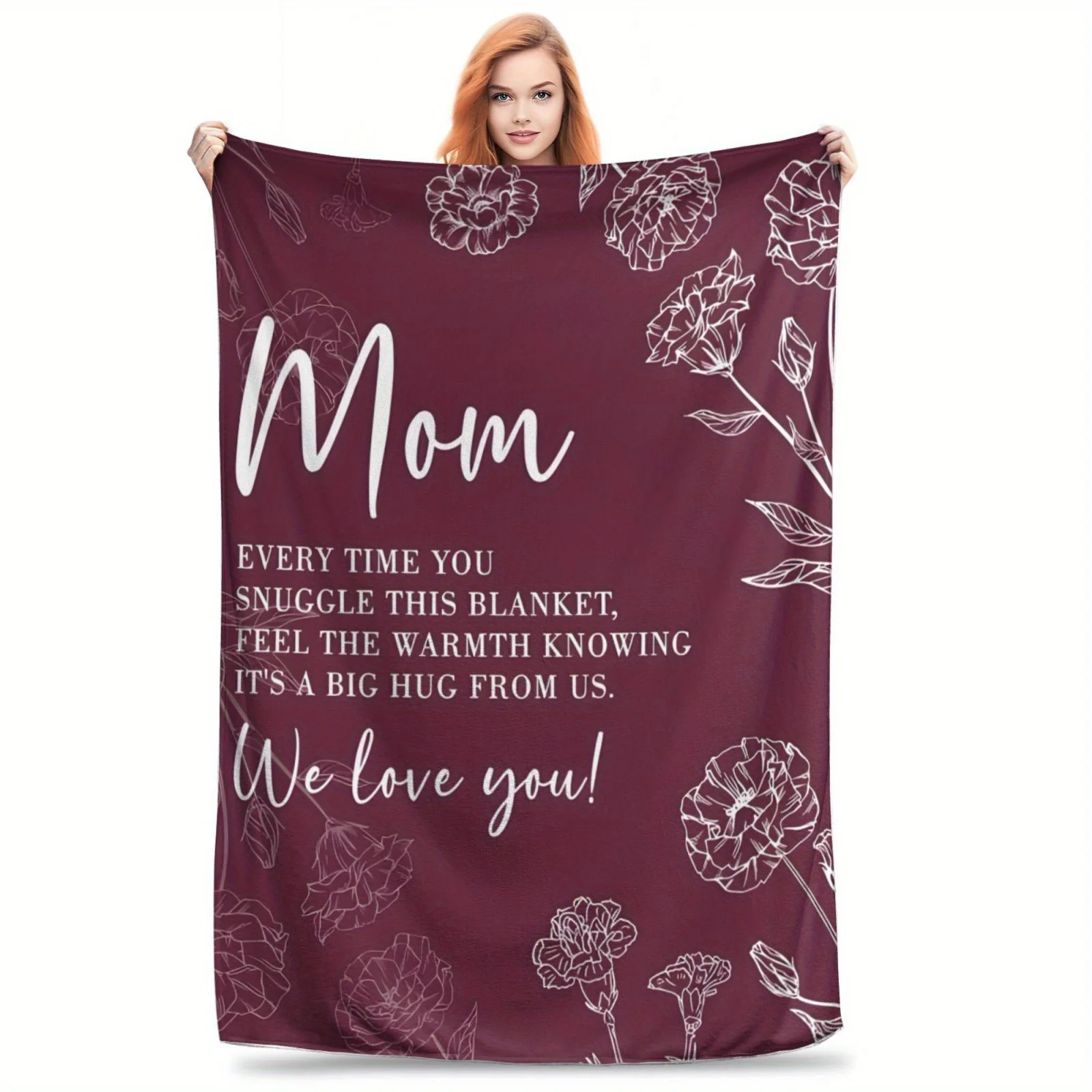 

Spring/Summer Super Soft "Love You, Mom" Multifunctional Tear-resistant Flannel Blanket - Suitable for Sofa, Office,