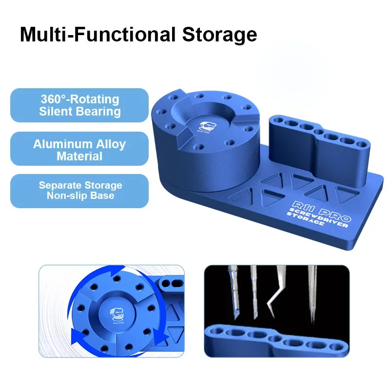 MECHANIC R11 Pro 360° Rotating Screwdriver Tweezer Storage Box with Non-slip Base Universal Aluminum Alloy Repair Parts Holder