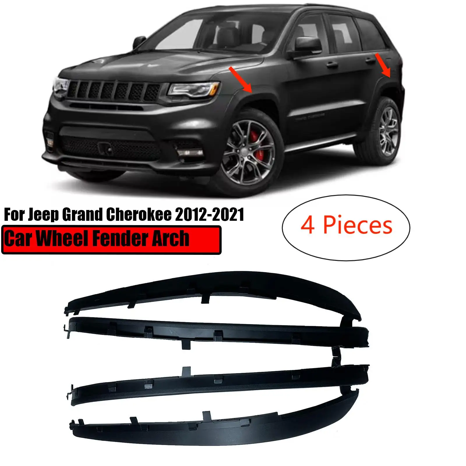 

Wheel Fender Mudguard Eyebrow Arch Trim Flare For Jeep Grand Cherokee Trailhawk 2012-2021 2020 2019 2018 2017 2016 Accessories