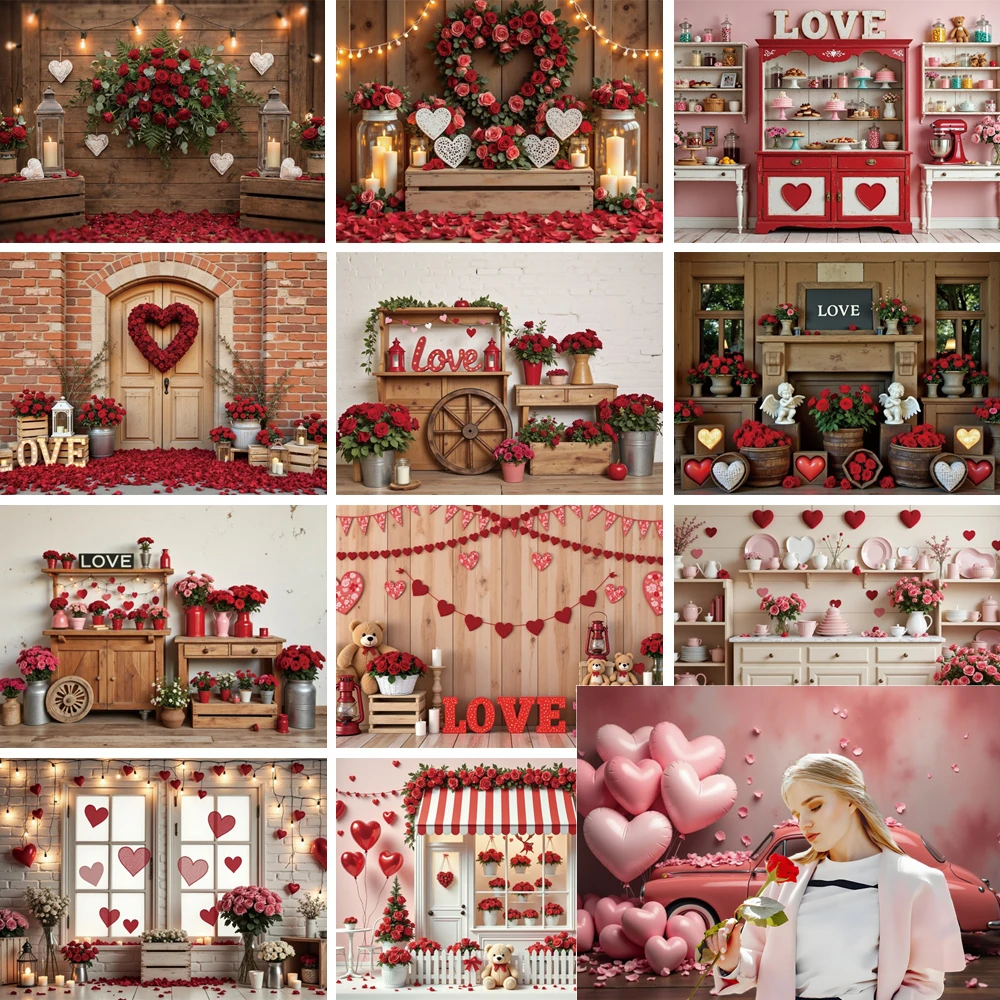 

MOON.QG Rustic ValentineS Day Photographic Background Brick Walls Dreamcatchers Candle February 14 Backdrop Accessories Portrait