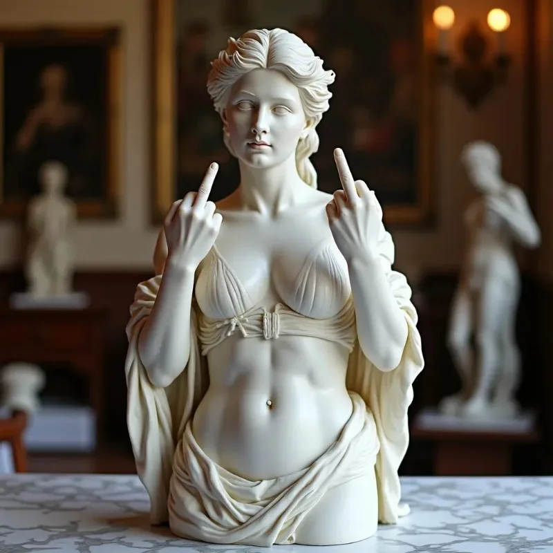 Middle Finger Goddess Resin Statue Creative Feminine Bust Figurine Funny Home Office Desk Decor Unique Art Sculpture Gift