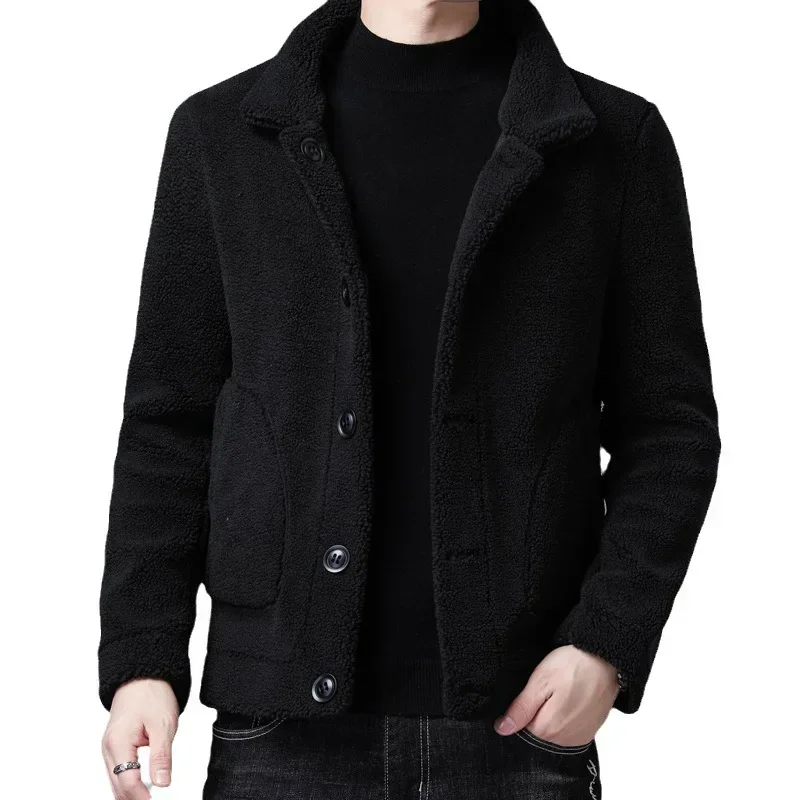 New Winter Men Fur Integrated Jackets Leather Coats Male Fleece Warm Particle Velvet Leather Jackets Double Sided Casual Coats 5