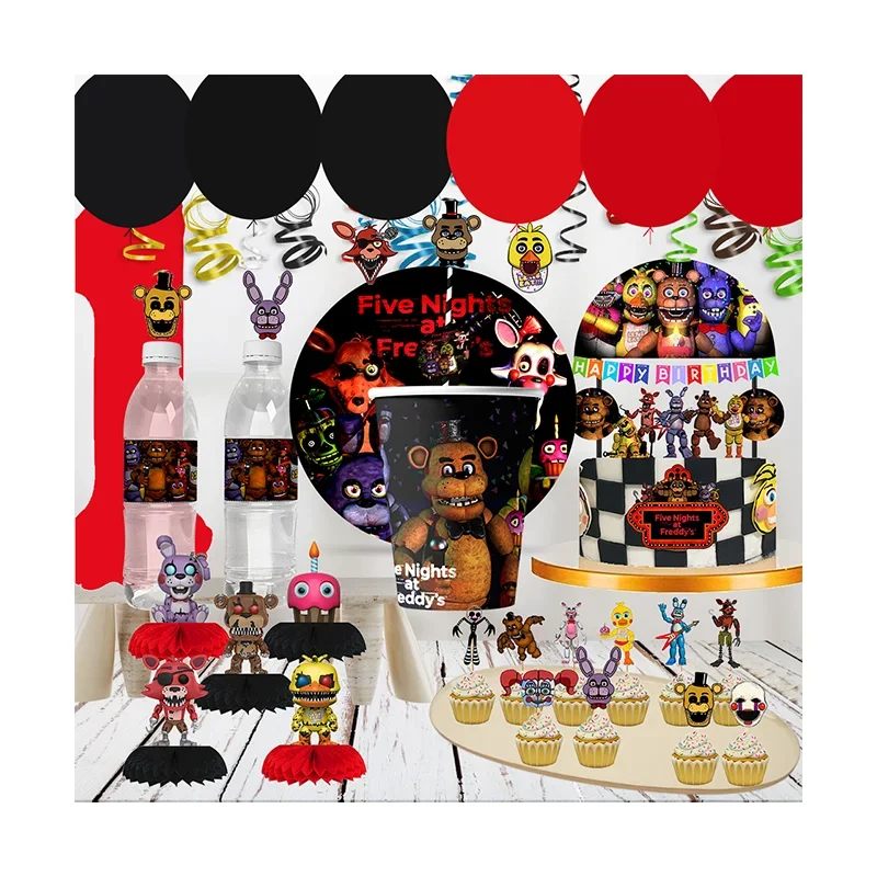 

Five Nights at Freddy's cartoon games wedding theme Disposable balloons stickers Paper boxe Boys and girls birthday decoration