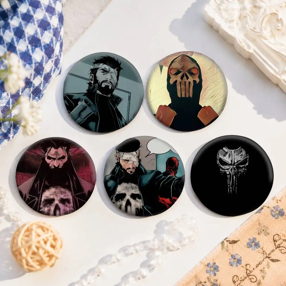 A-The P-Punisher-es Cartoon Round Brooches On Backpack Jacket Acrylic Button Pins Collection Gifts